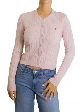 Cardigan intrecciato crop girocollo e cuoricino Only